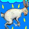 A mutated bunny rabbit with a sword