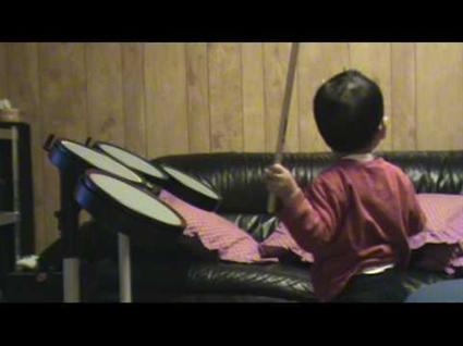 Awwwww, hehe 2 Yr Old Drummer (Through Fire and Flames)
